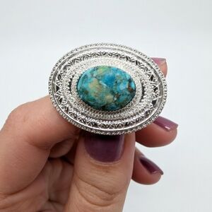 Turquoise and Silver Statement Ring